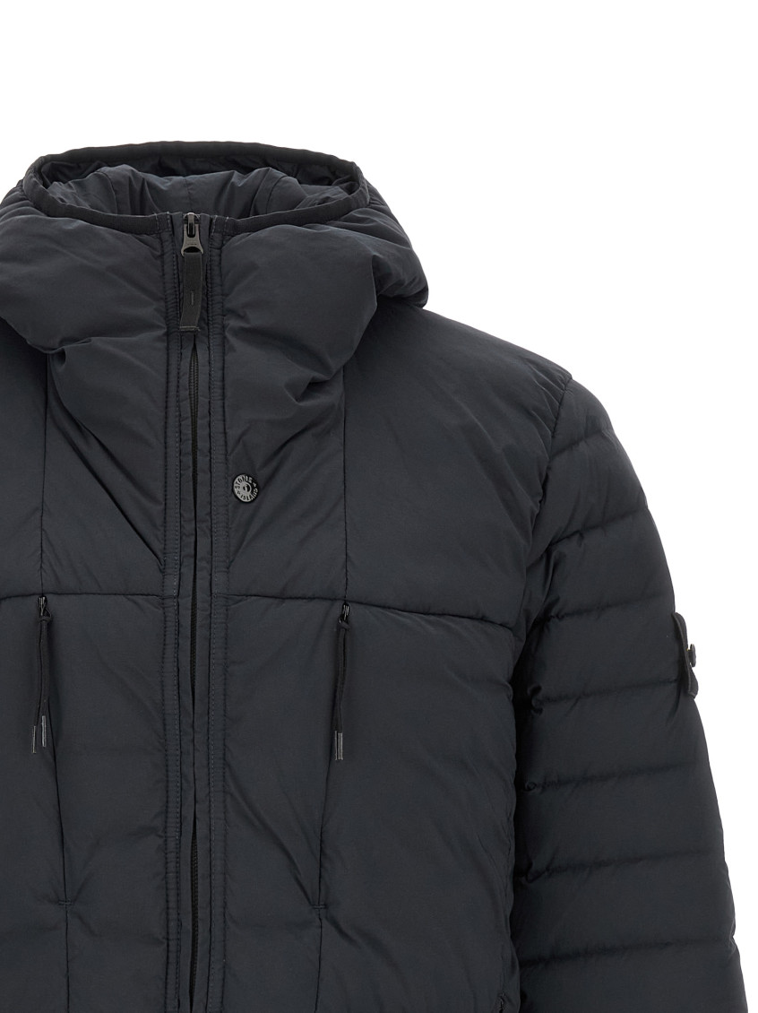 Blue Quilted Hood Jacket