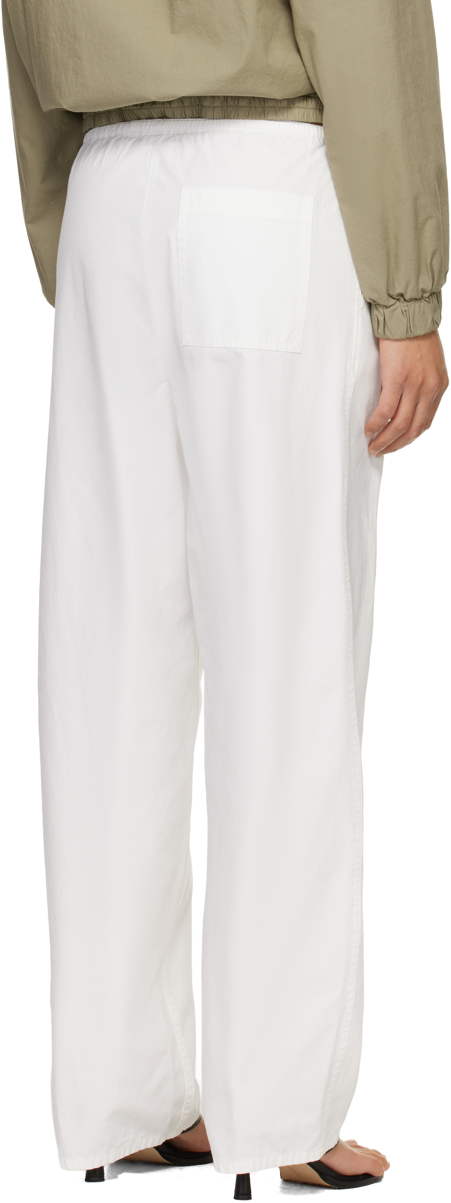 White Lazy Cotton Drawstring Lounge Pants