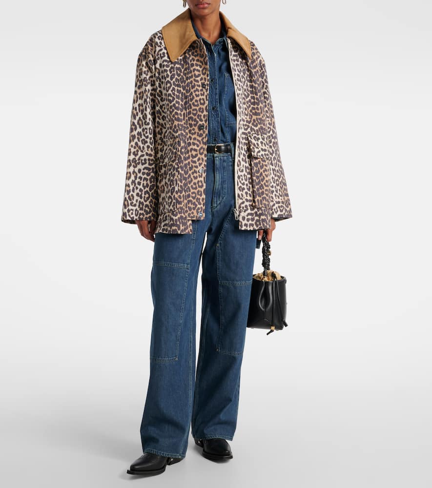 Leopard-print canvas jacket