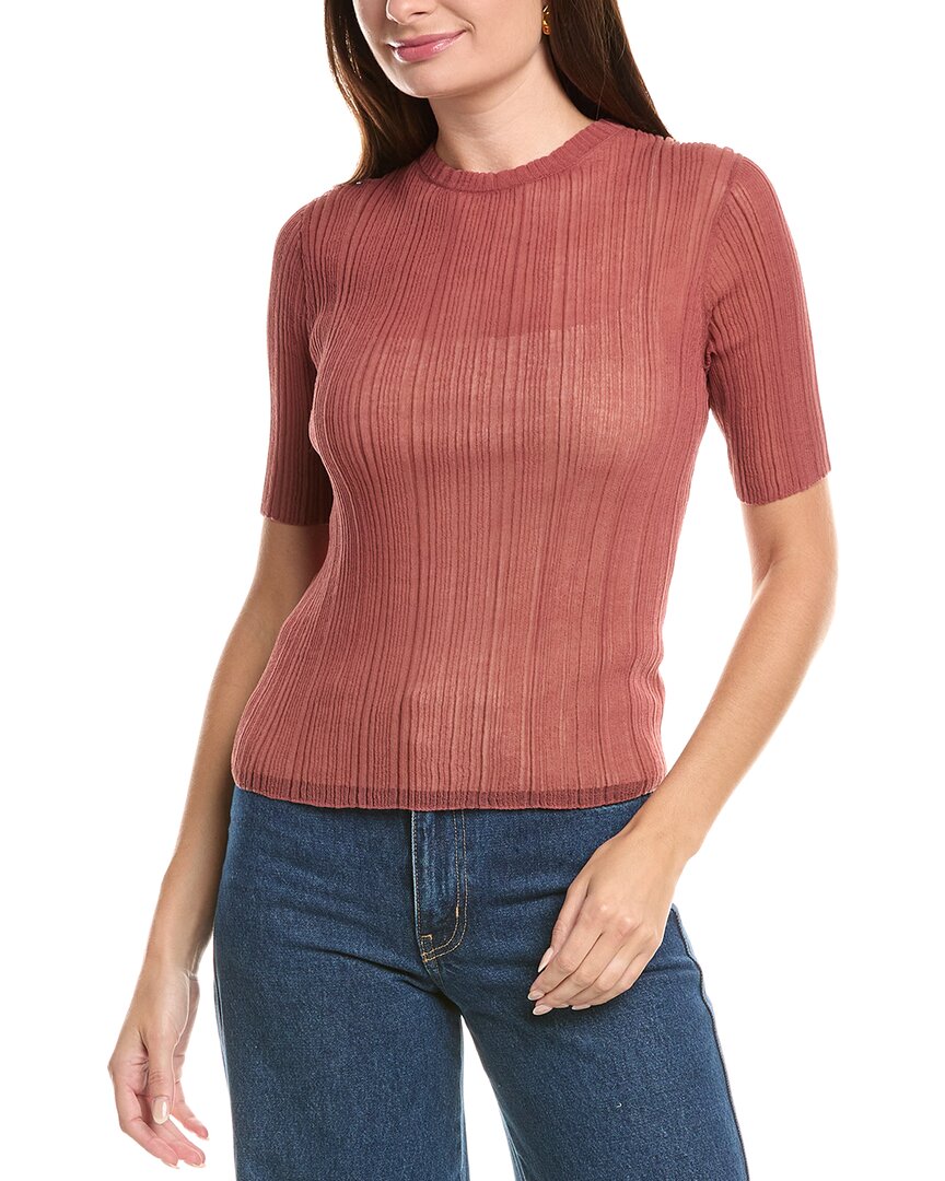 Double Layer Rib Elbow-Sleeve Sweater