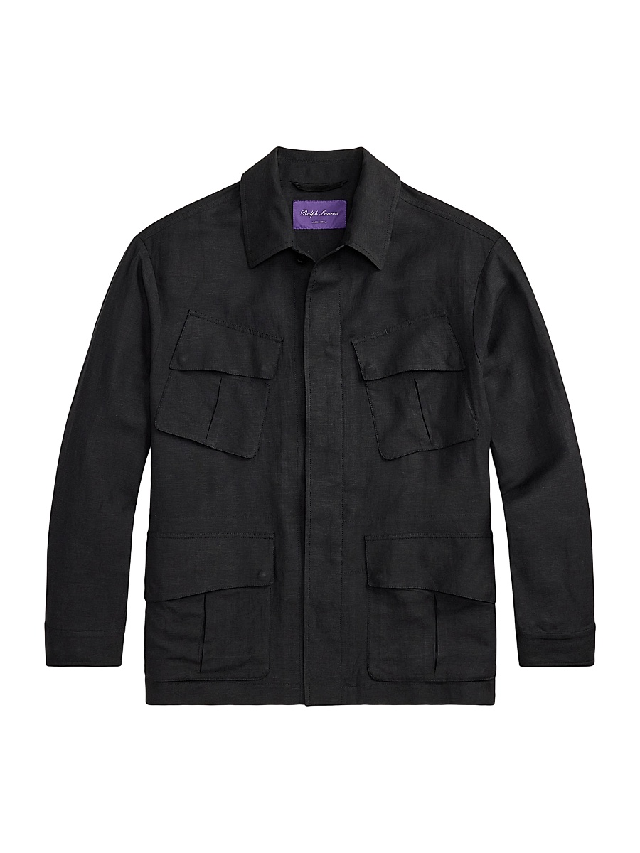 Men's Silk-Linen Field Jacket - Black