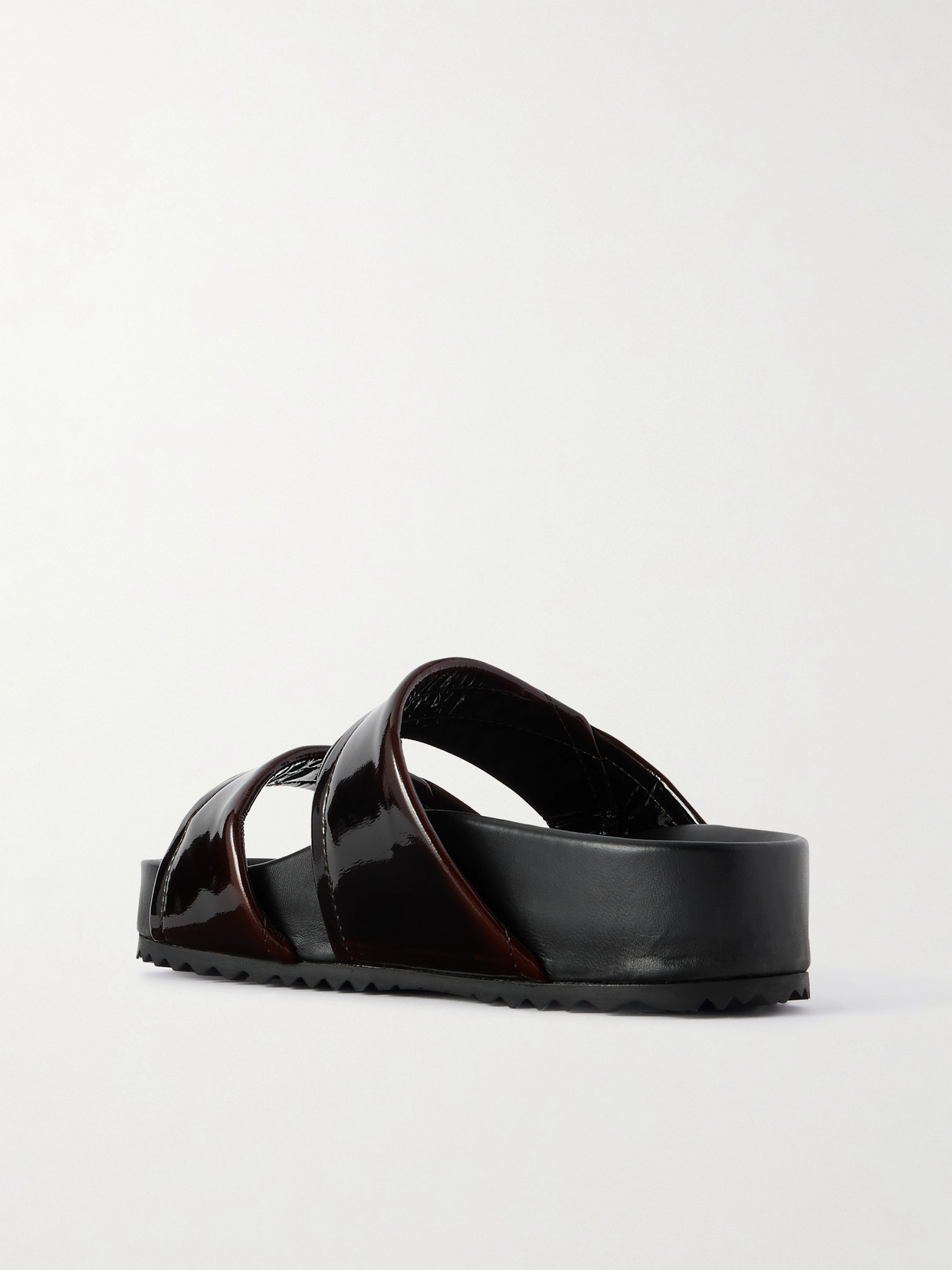 Patent-leather Platform Slides - Brown