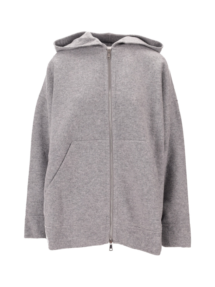 Grey Zip Up Relaxed Hoodie