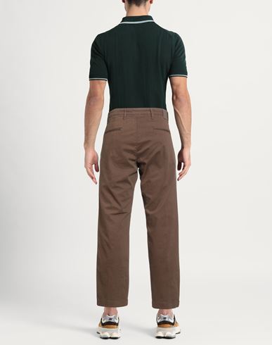 Man Pants Dark brown Size 42 Cotton, Elastane