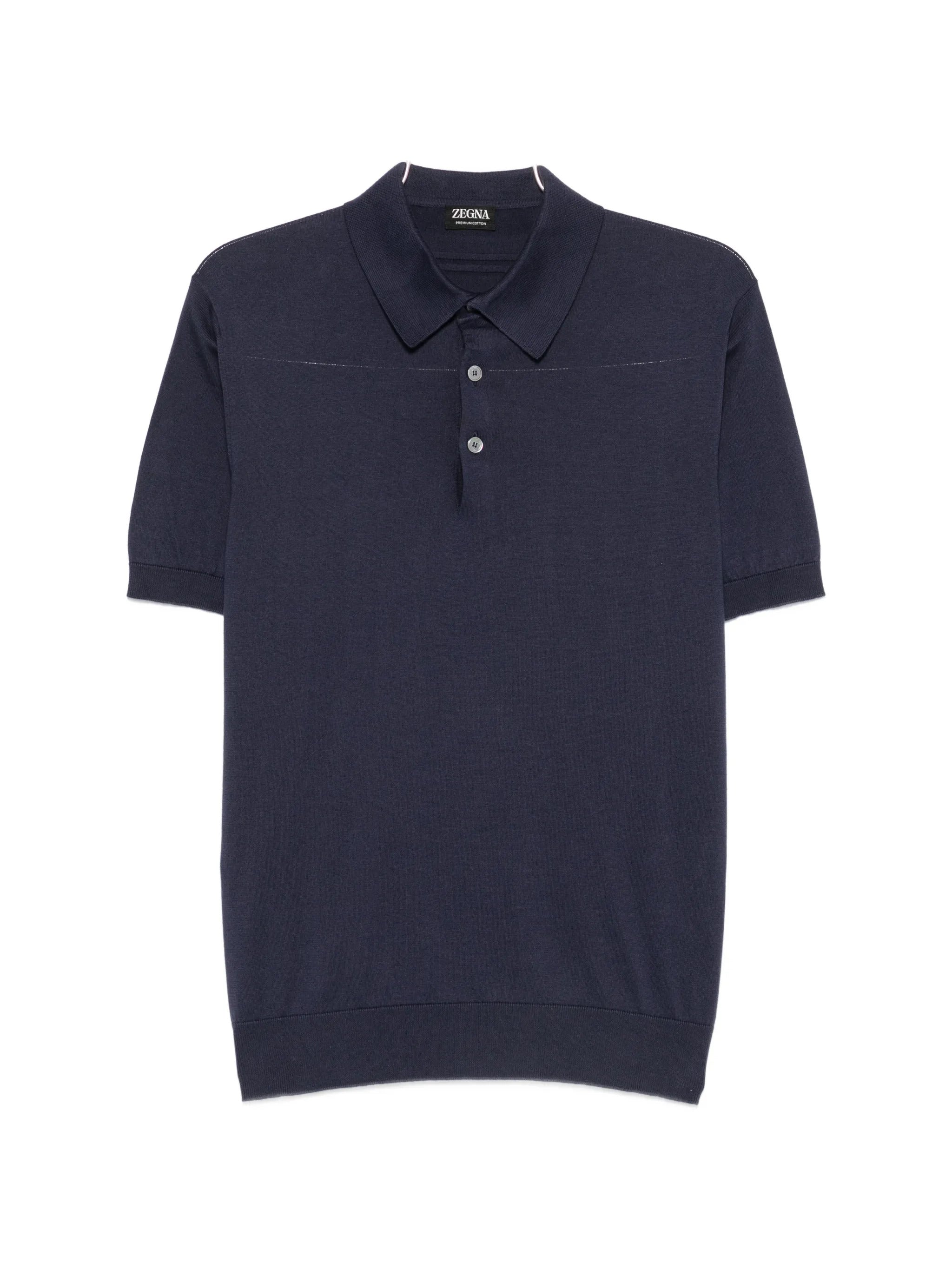 Regular Fit Cotton Polo Shirt with Ribbed Cuffs & Hem