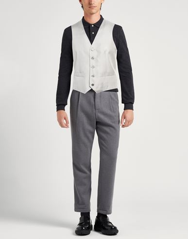 Man Tailored Vest Light grey Size 36 Silk