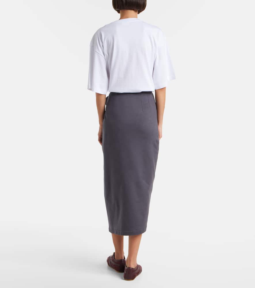Ruffled cotton midi skirt