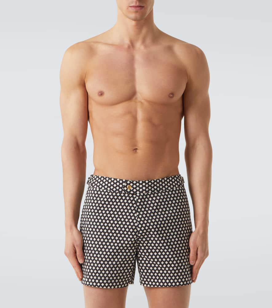 Checked swim trunks