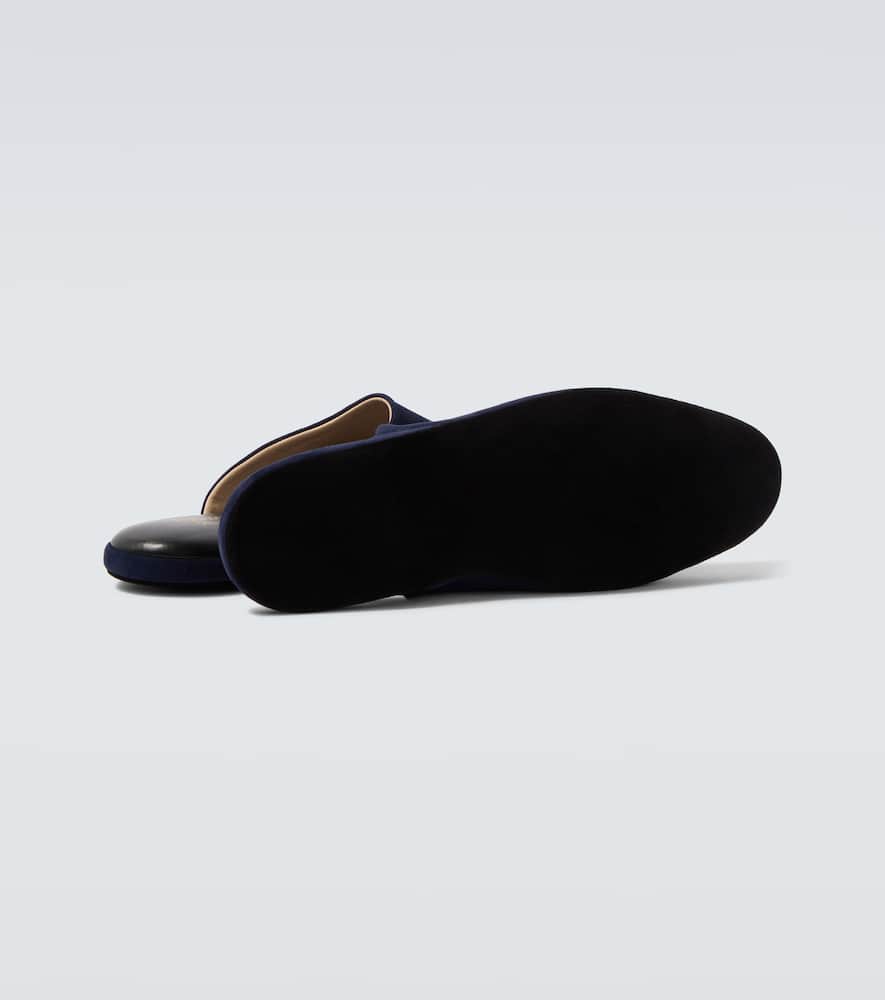 Leather-lined suede slippers