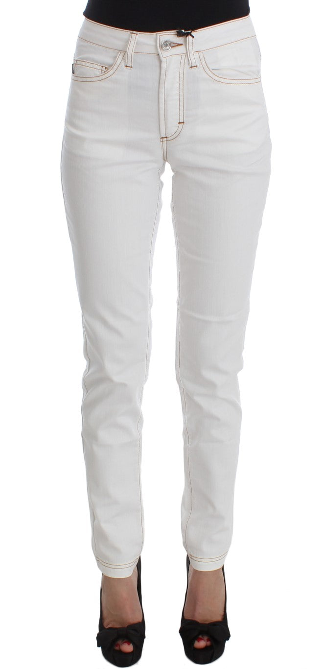 Cotton Blend Slim Fit Jeans — White