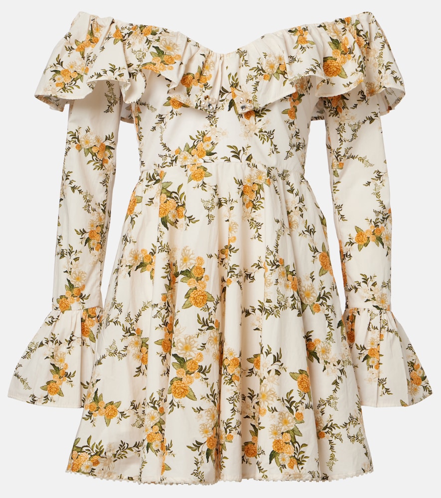 Verso off-shoulder floral cotton minidress