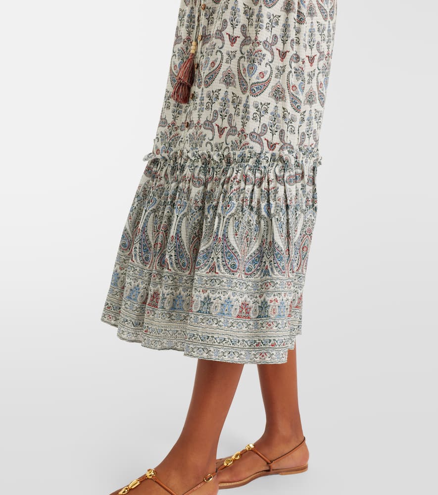 Vani paisley ruffled midi dress