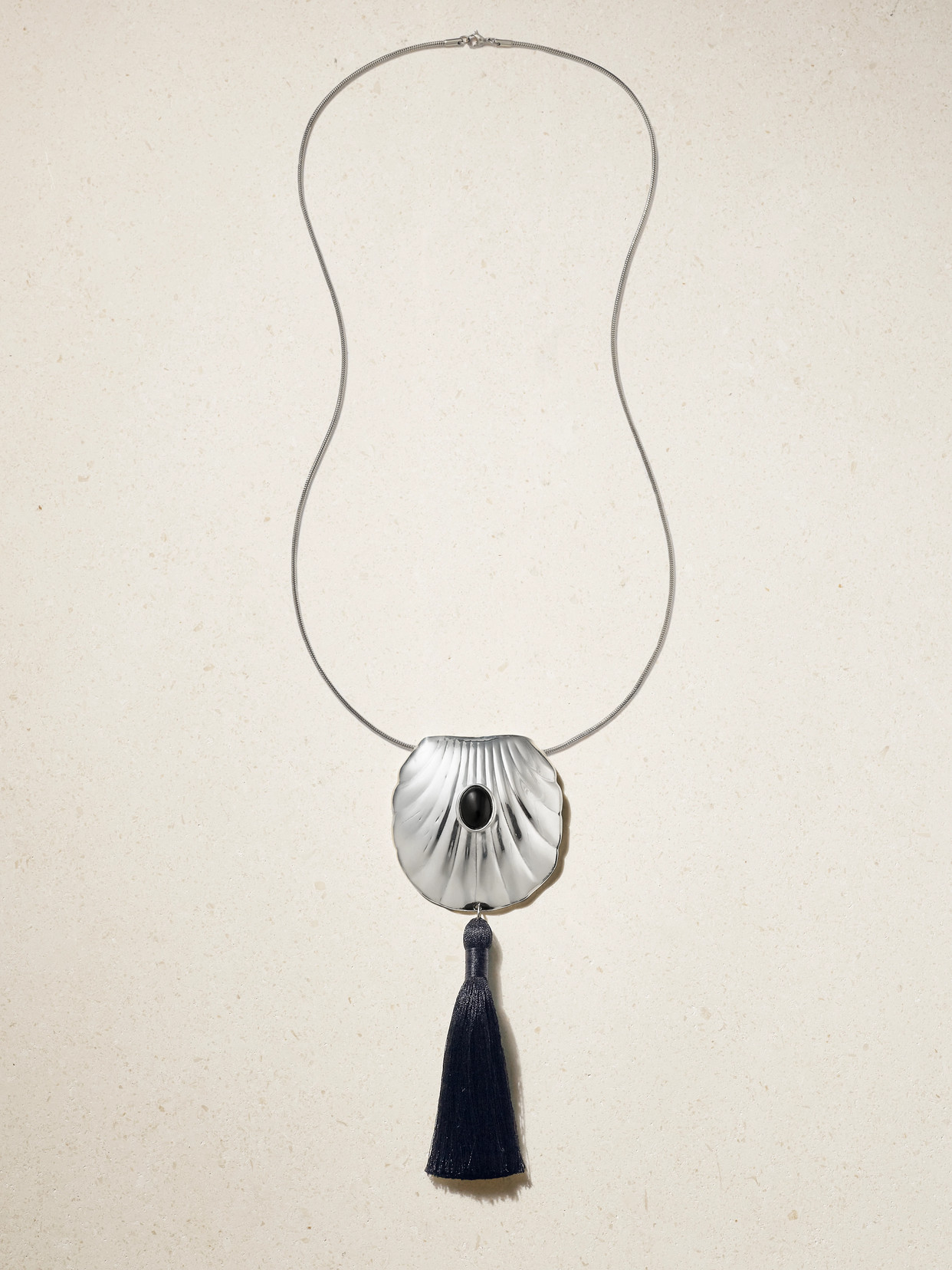 Petra Silver-tone Onyx Necklace - Black