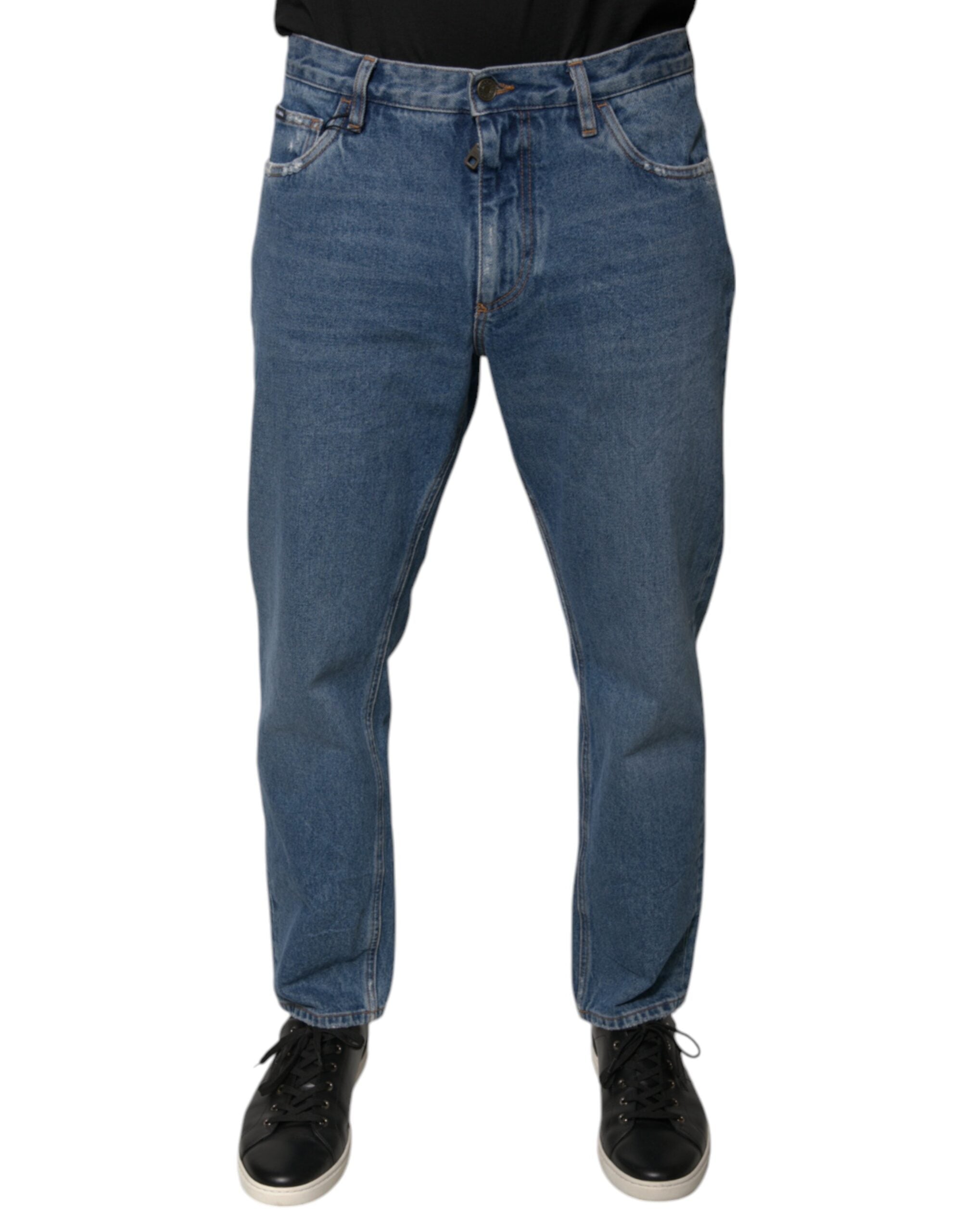 Cotton Logo Jeans — Blue
