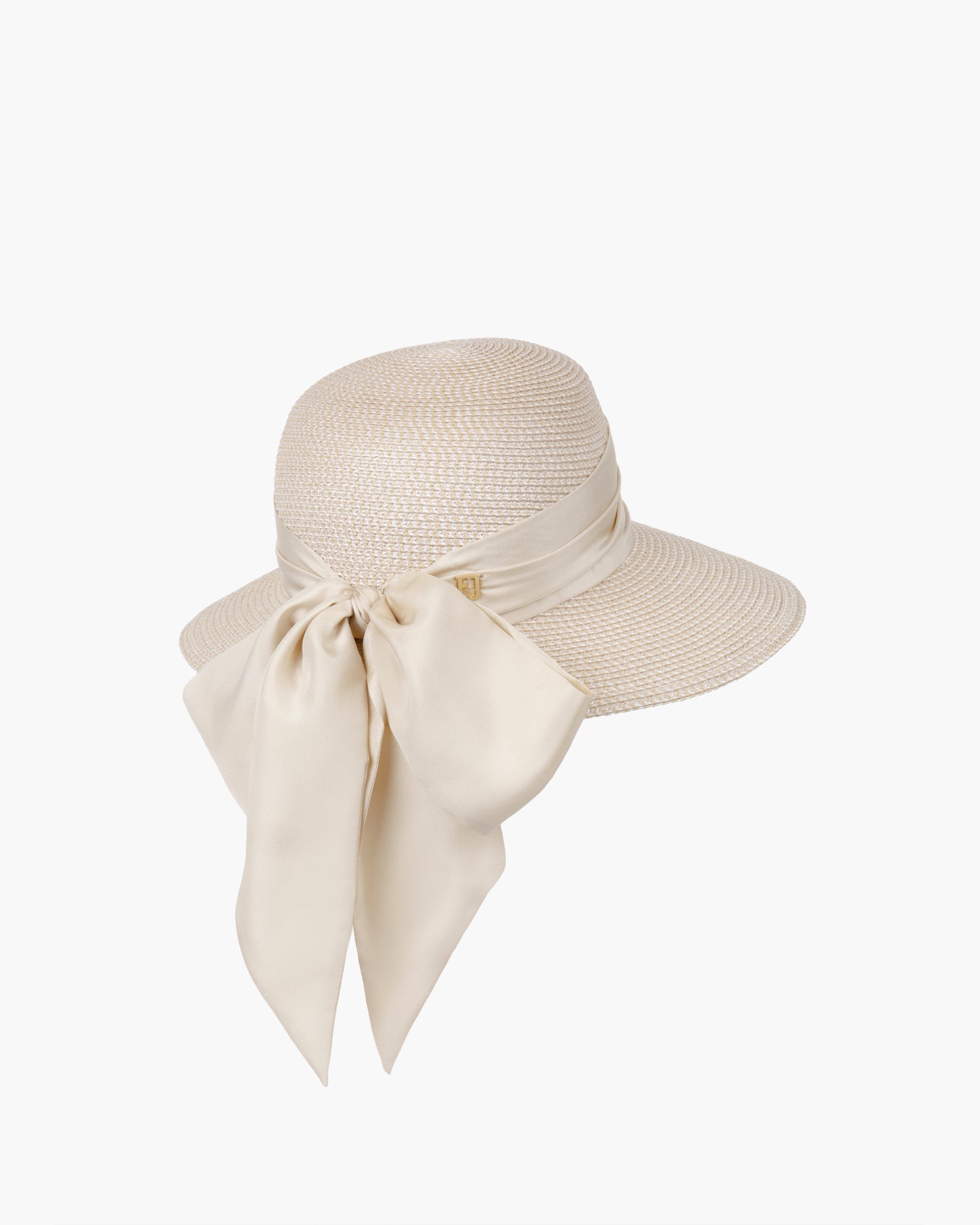 Loulou Women's Raffia Straw Sun Hat with Silk Drape and Bow for Women