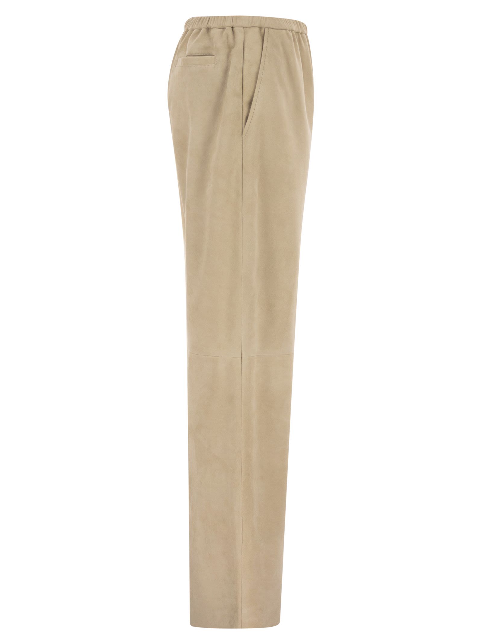 Antonelli Firenze Soft Suede Trousers With Elasticated Waist
