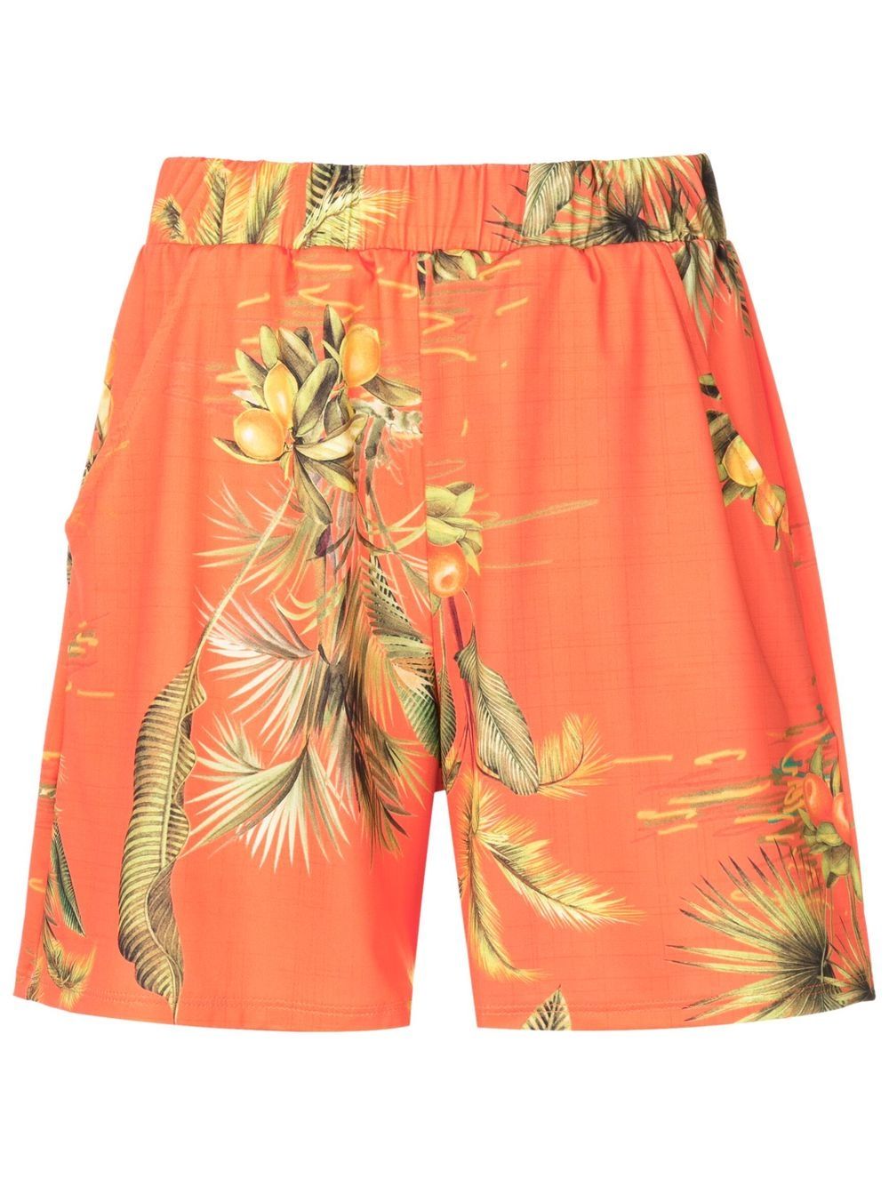 Floral-print high-waist shorts - Orange