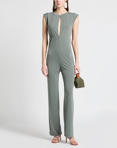 Woman Jumpsuit Military green Size L Viscose, Polyester, Elastane
