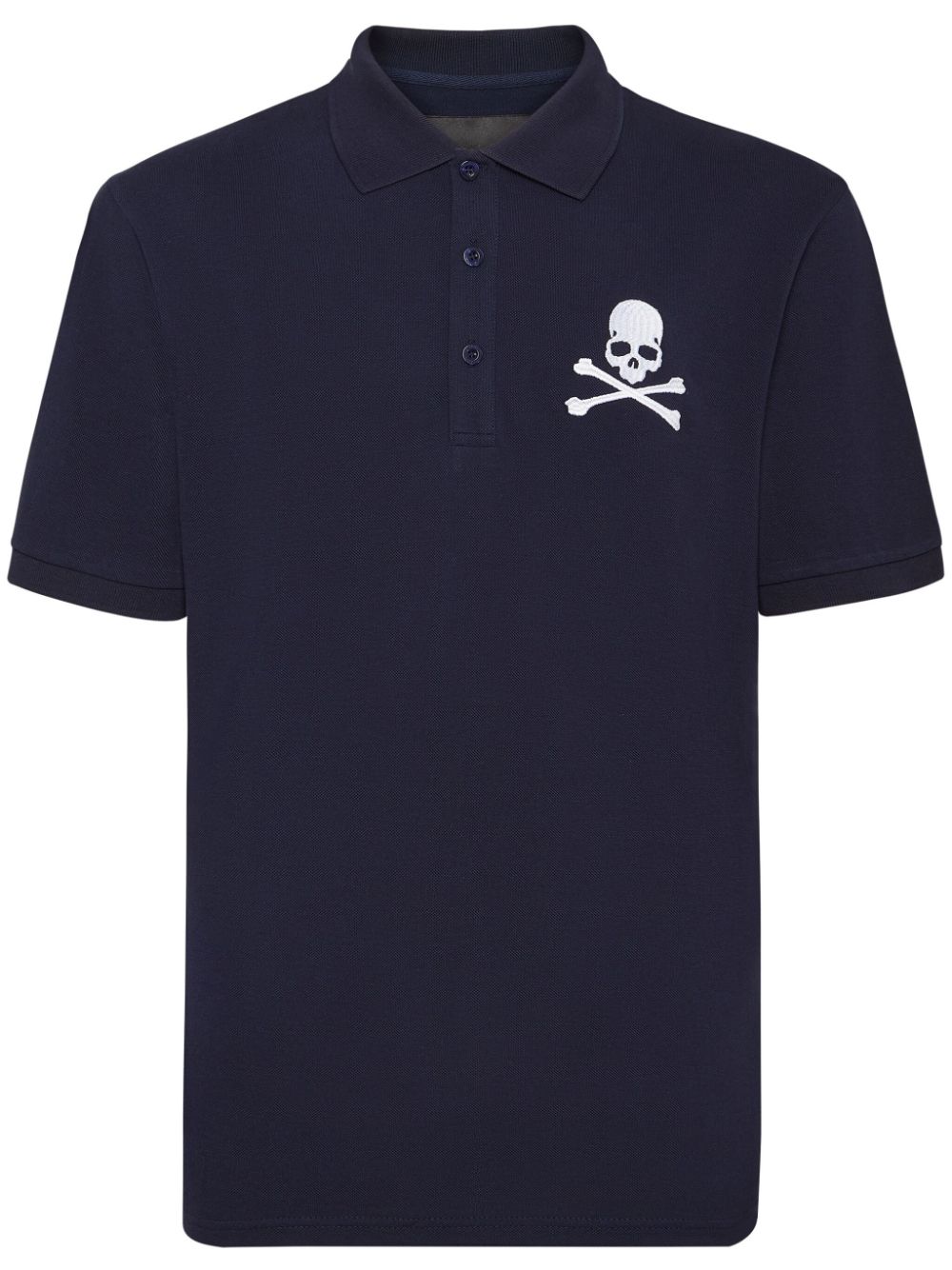Skull & Bones embroidered cotton polo shirt - Blue