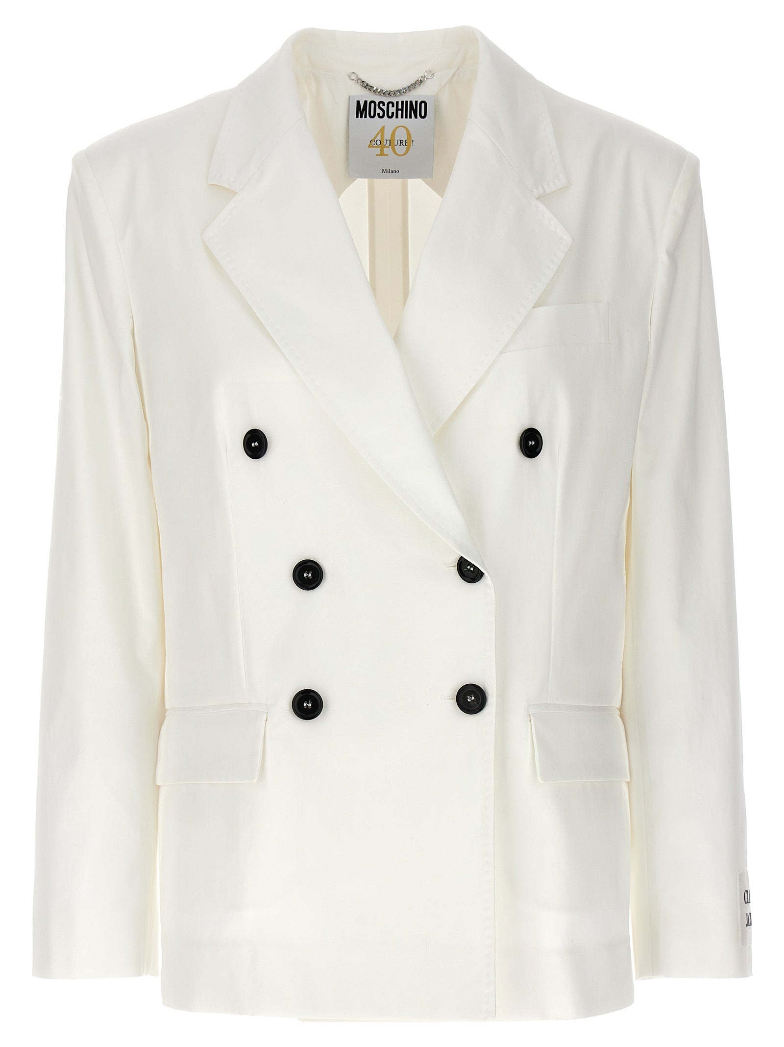 Double-Breasted Cotton Blazer — White