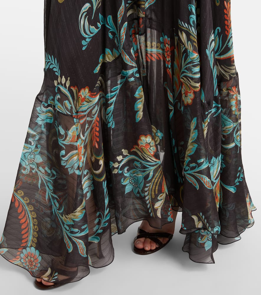 Printed silk satin maxi skirt
