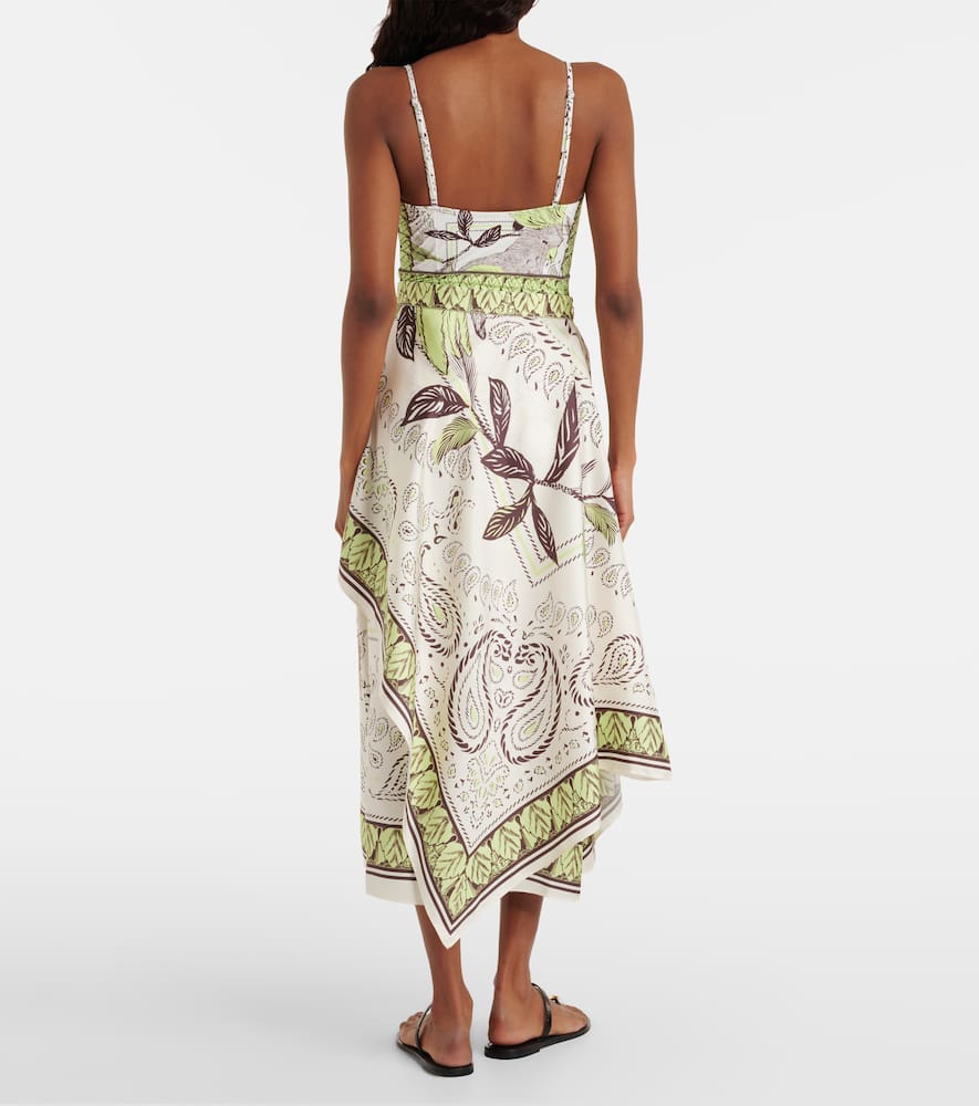 Printed silk midi skirt