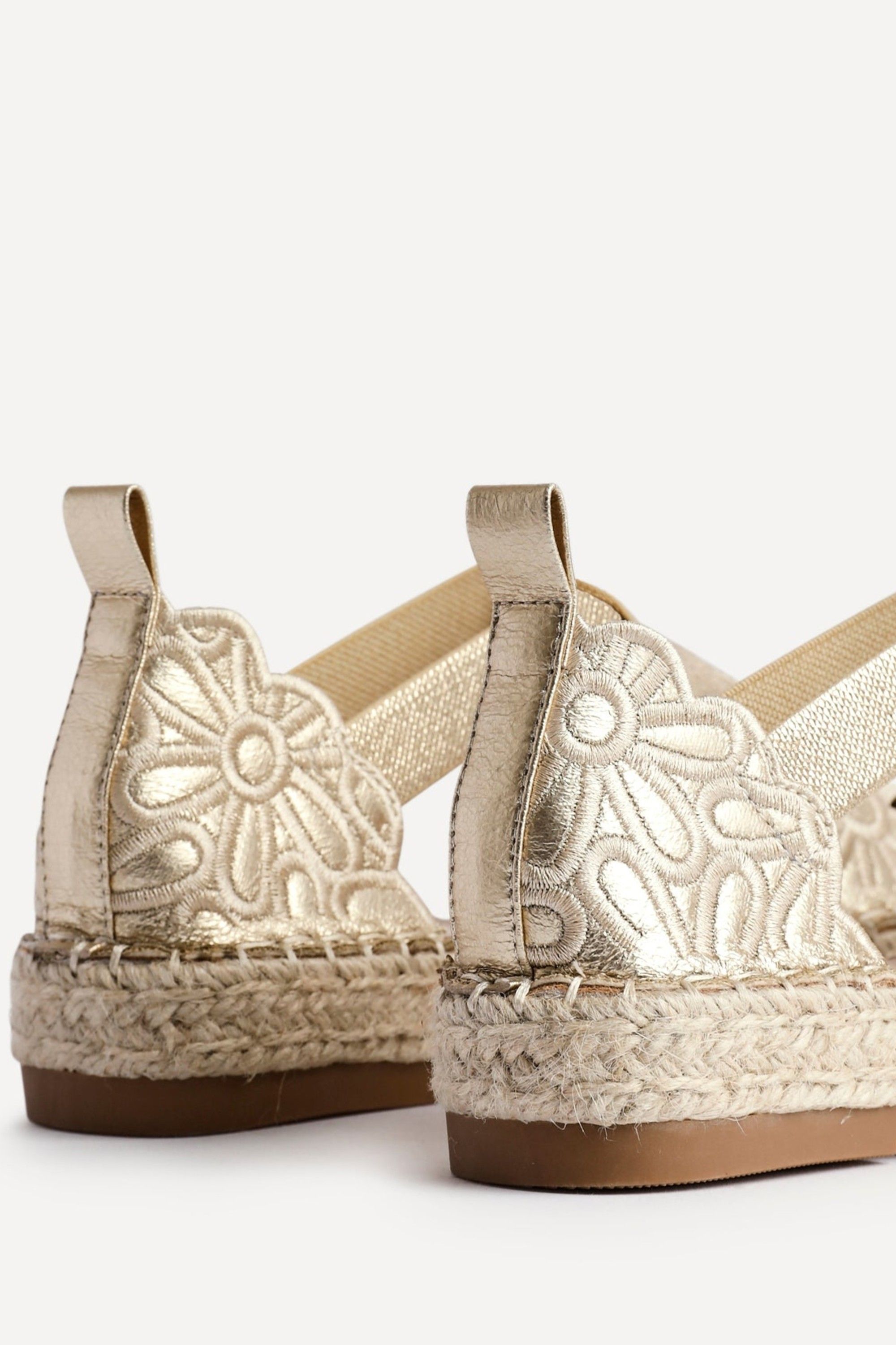 Linzi Jillian Gold Faux Leather Espadrille Sanda