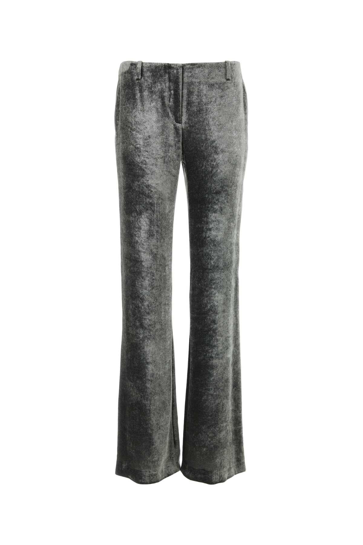 Velvet Wide-Leg Trousers — Gray