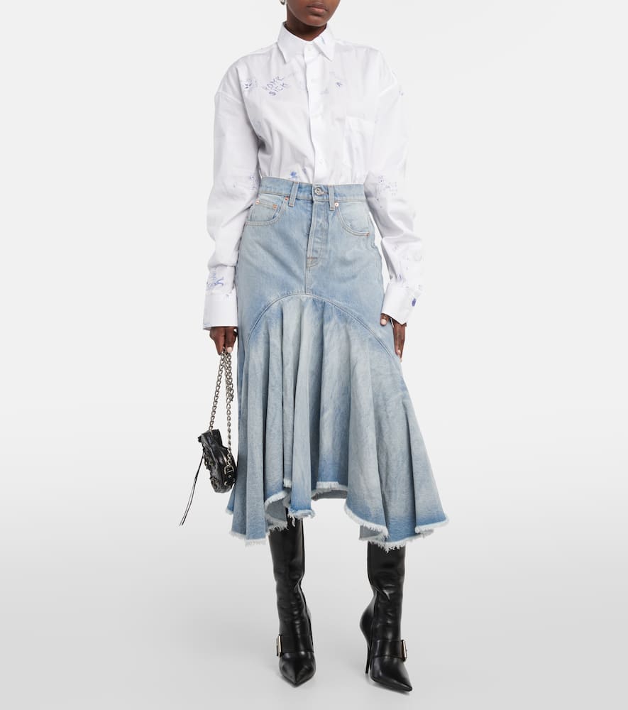 Denim midi skirt