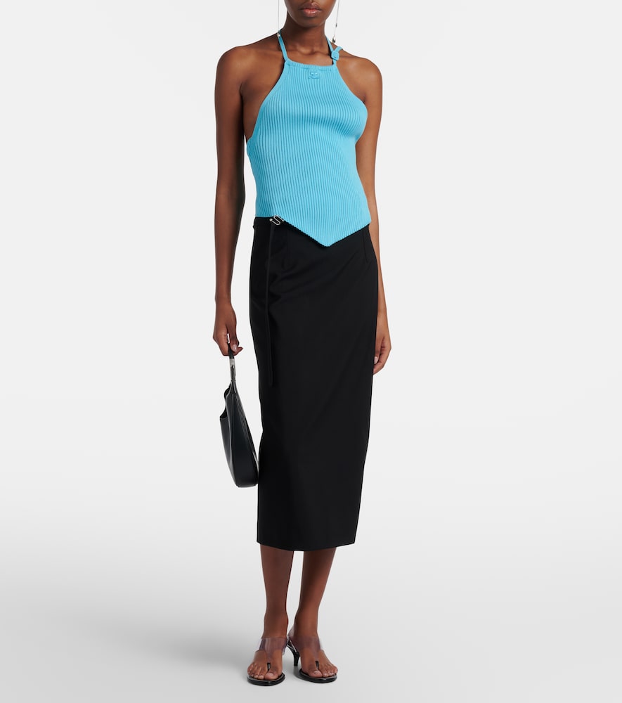 Courrèges Pointy ribbed-knit halterneck top