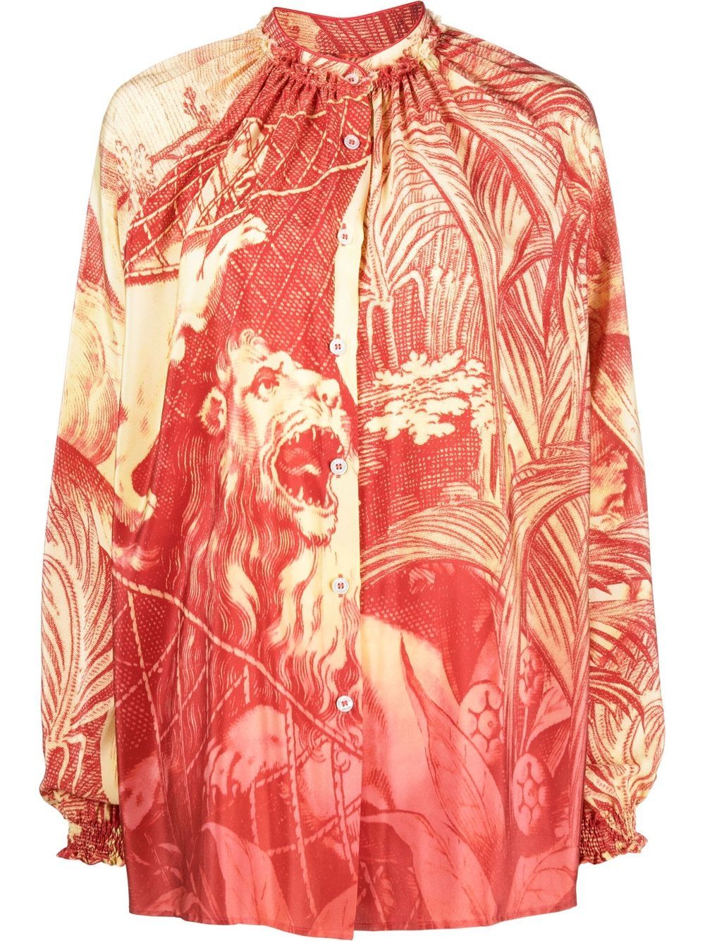 Graphic-print silk blouse - Red