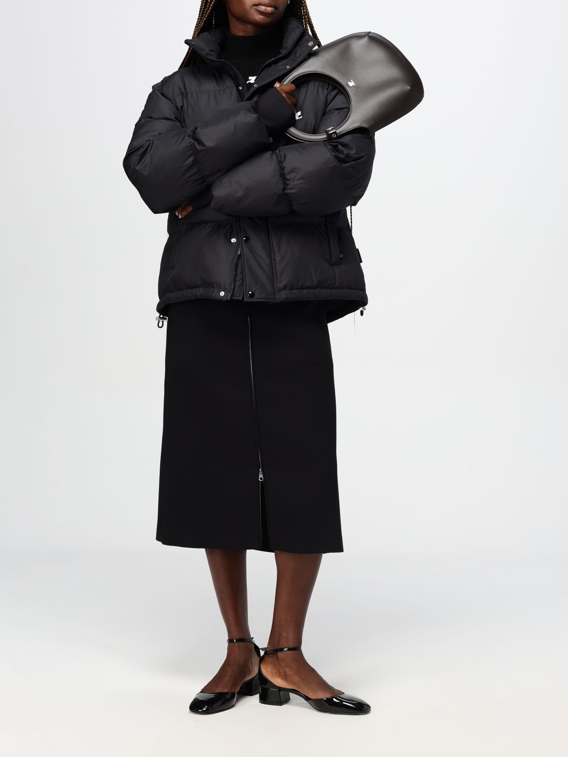 Heritage crepe-texture midi skirt - Black