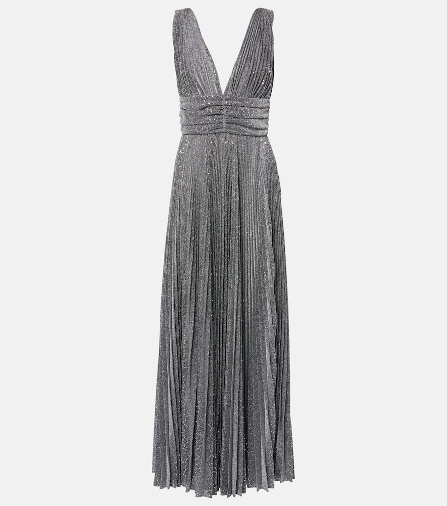 Metallic plissé cocktail dress