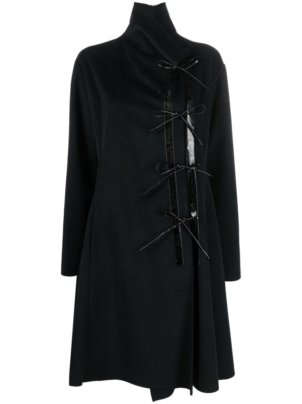 2000s funnel-neck coat - Black