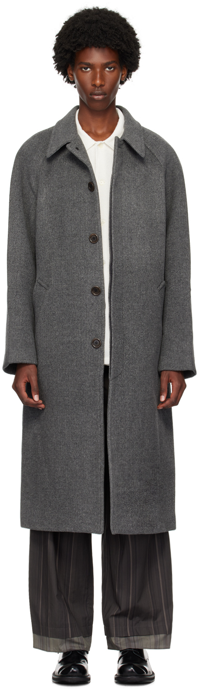 AMOMENTO Gray Raglan Long Coat