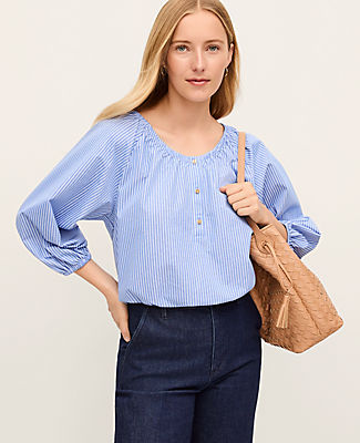 Ann Taylor Striped Bubble Hem Top