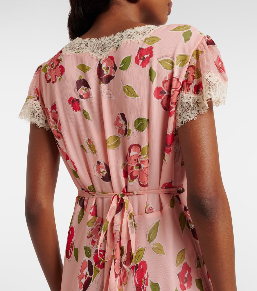 Clarice floral lace-trimmed midi dress