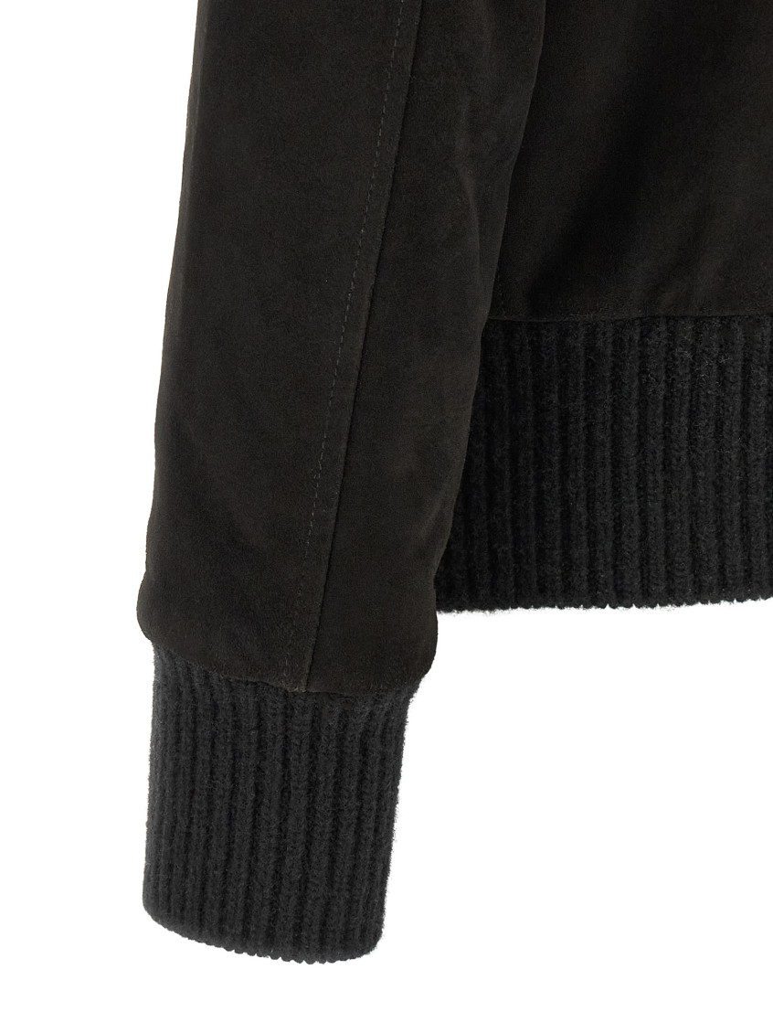 Black Solid Shirt Collar Jacket