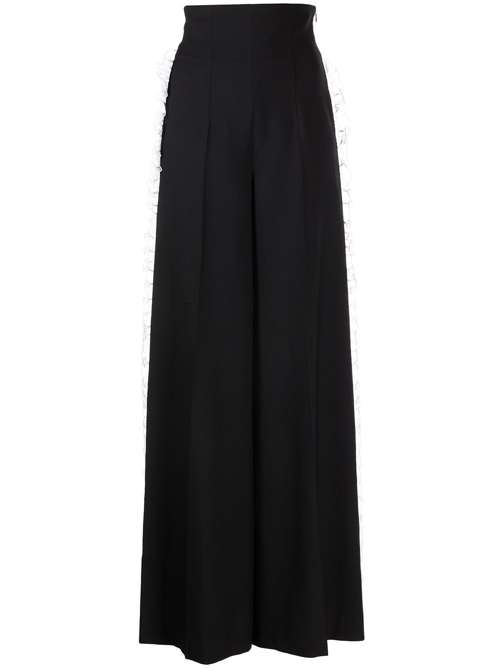 Ruffle wide-leg tailored trousers - Black