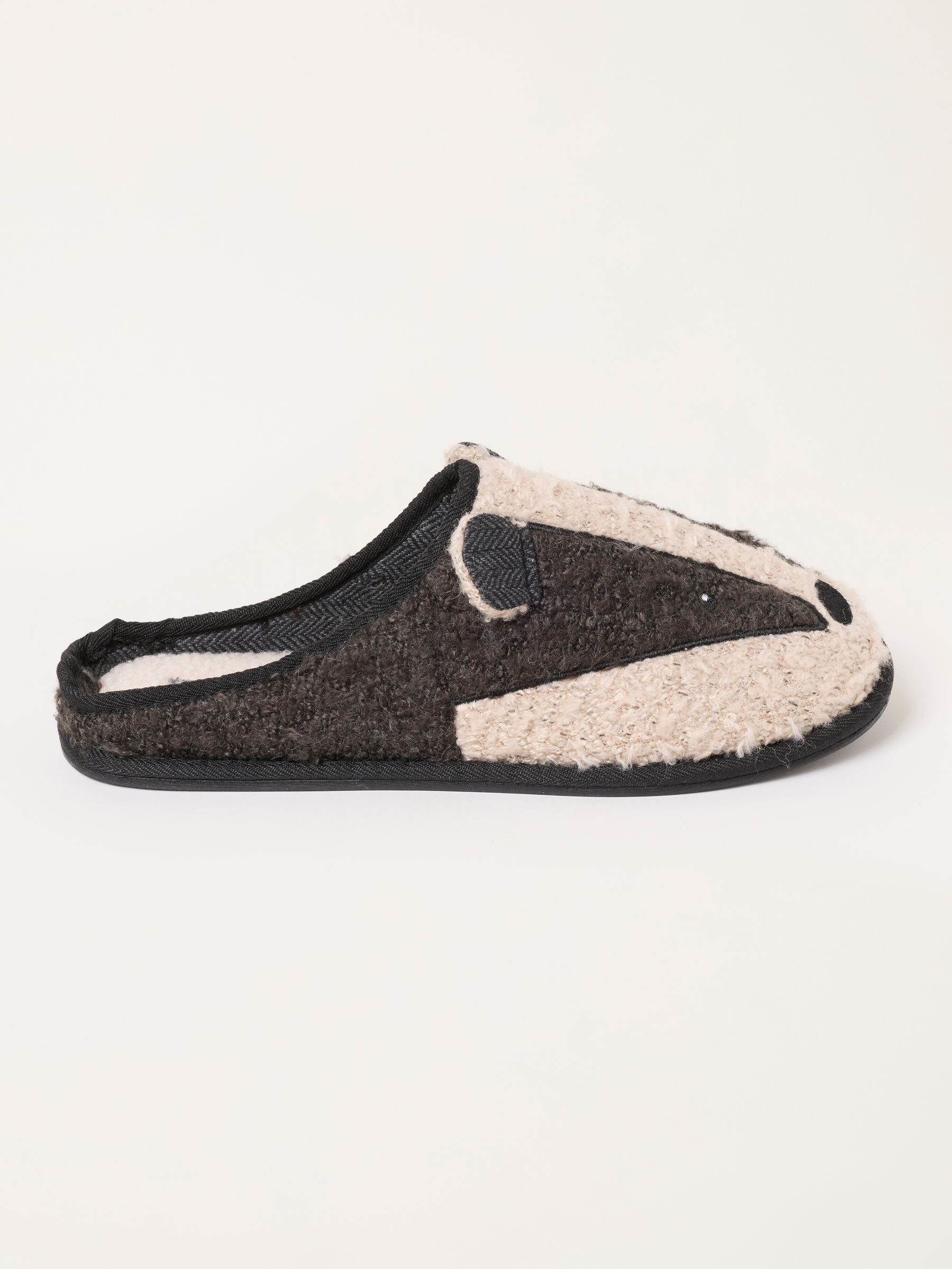 FatFace Boris Black Badger Novelty Mule Slipper