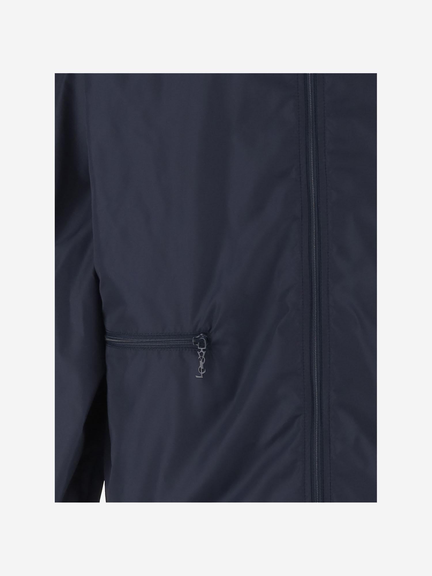 Nylon High-Collar Hooded Jacket — Navy