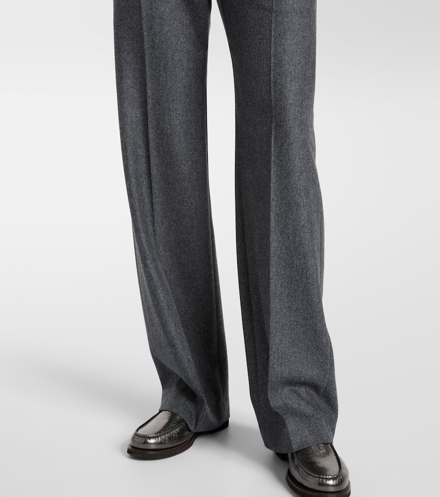 Pleated virgin wool straight pants