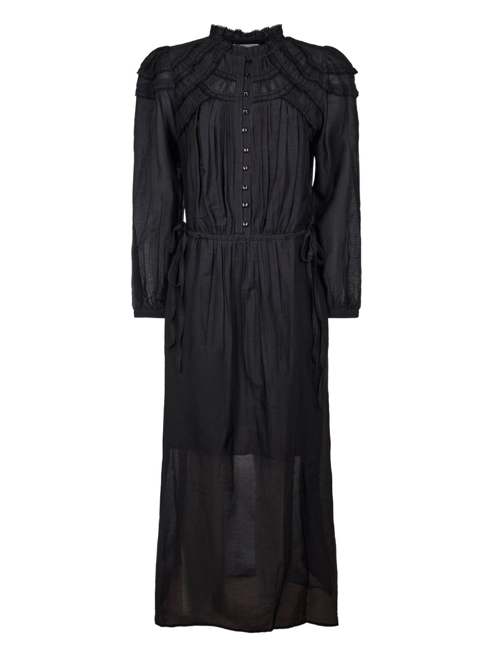 Ruffled button-front dress - Black