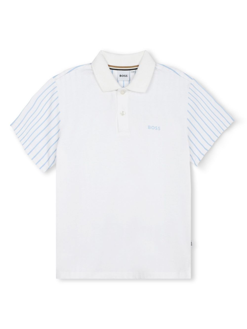 Stripe-panel logo-print polo shirt - White
