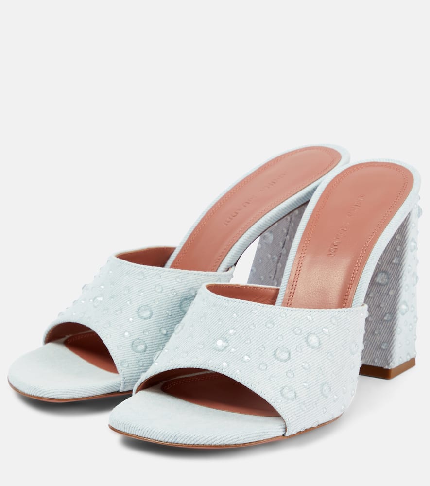 Brigitte 95 denim and leather mules