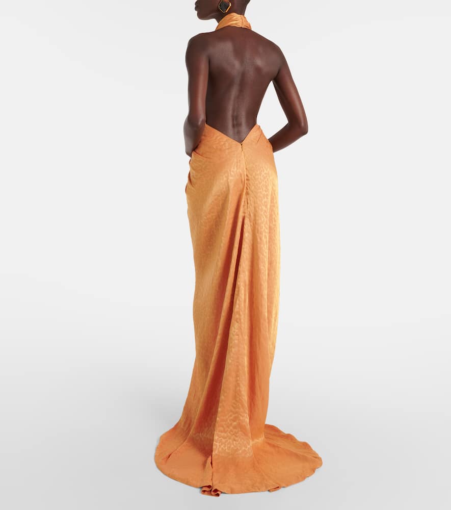 Joa gathered halterneck gown