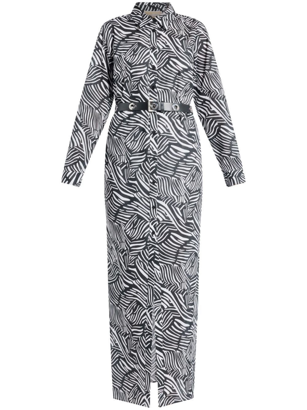 Zebra-print organic-cotton shirt dress - Black