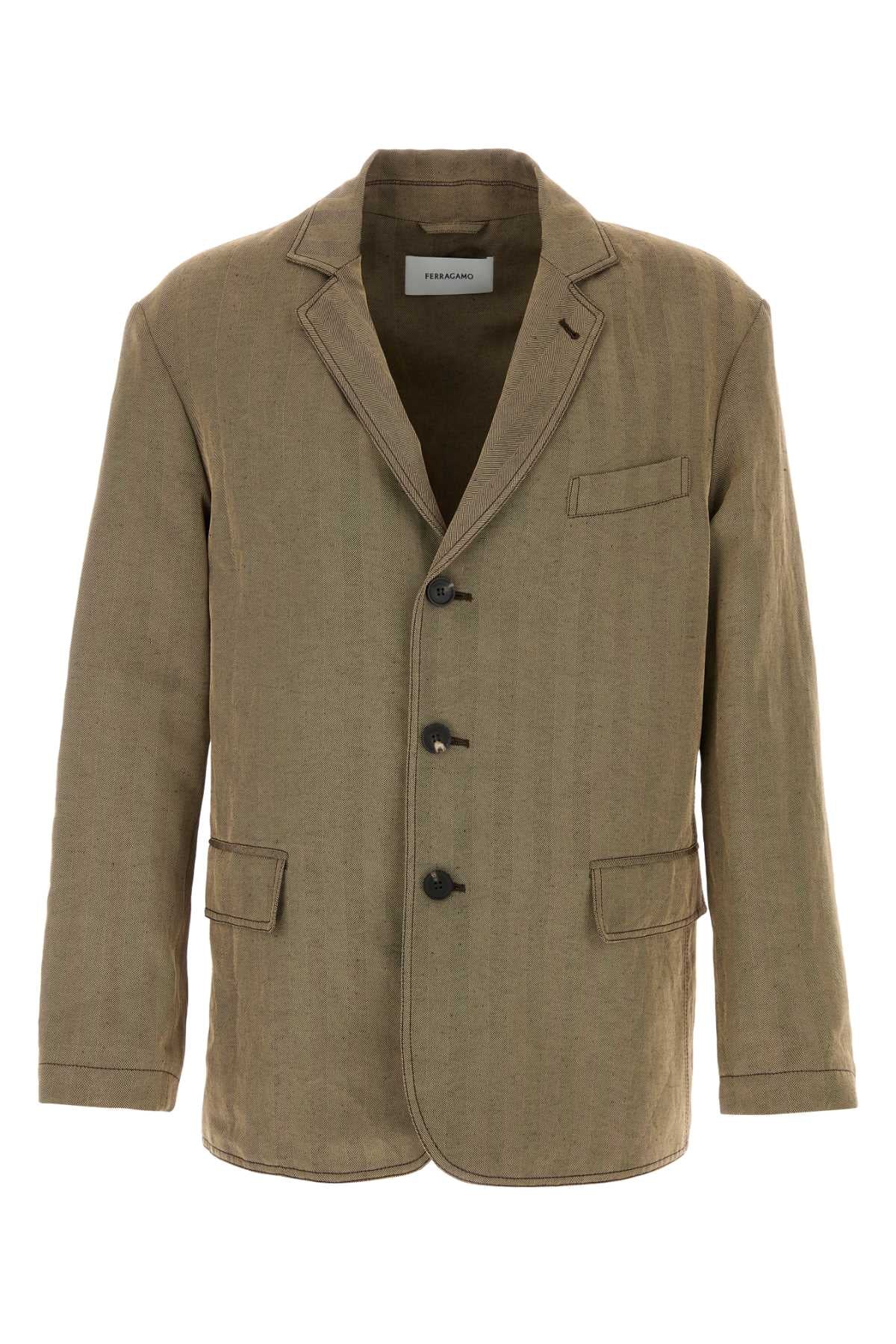 Linen Blend Blazer — Beige