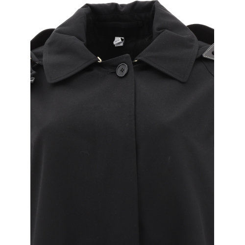 Gabardine hooded car coat - Black