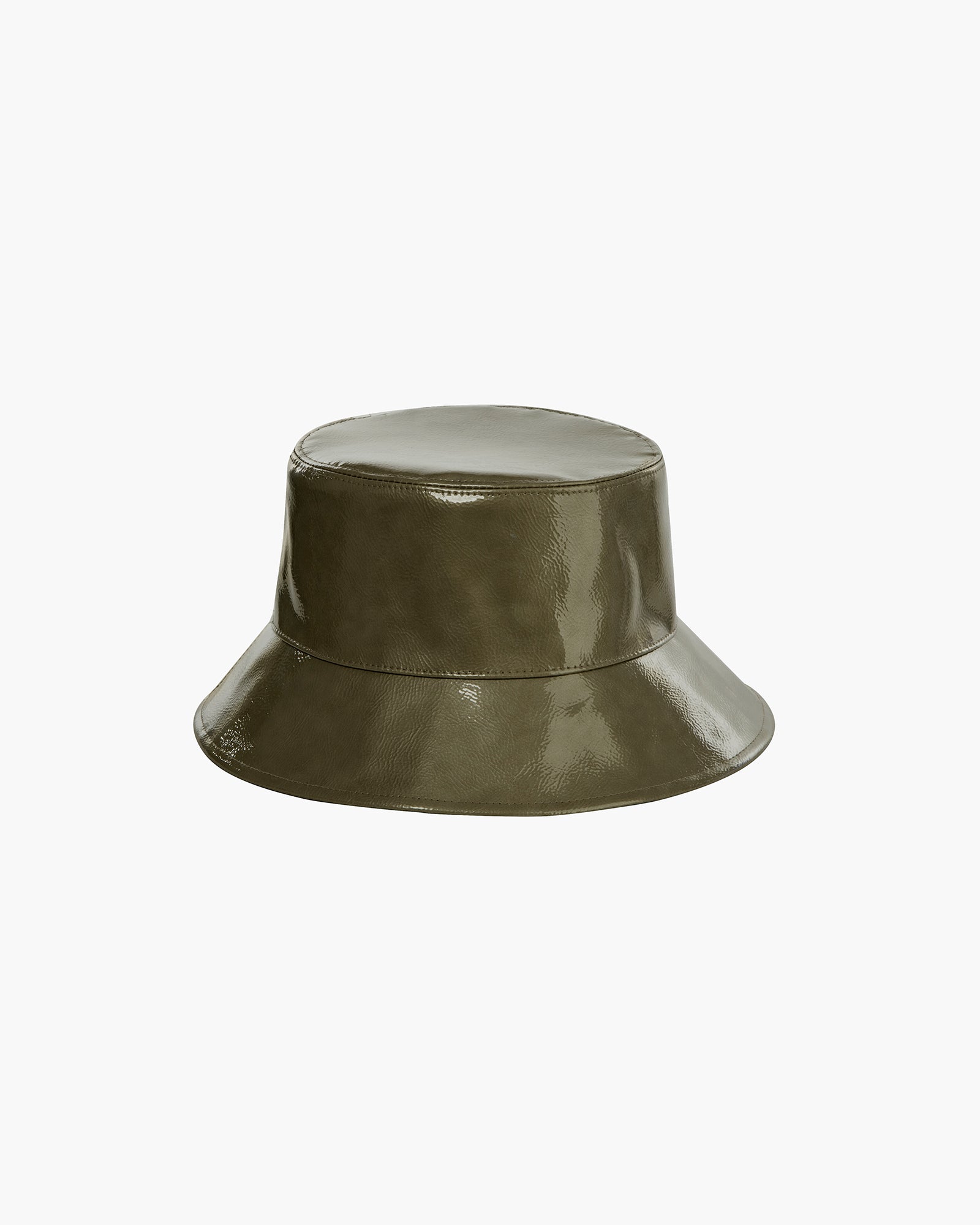 Patti Bucket Hat for Women - Olive, Patent Vinyl, Water-Repellent, Made in USA